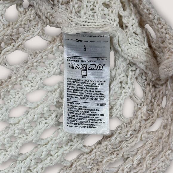 GAP Crochet Knit Cream & Blush Striped Sweater – Women’s Size L - Picture 4 of 4